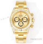 C1 Factory Rolex Daytona Baguette Dial Yellow Gold Diamond 1-1 Clone 4131 Movement